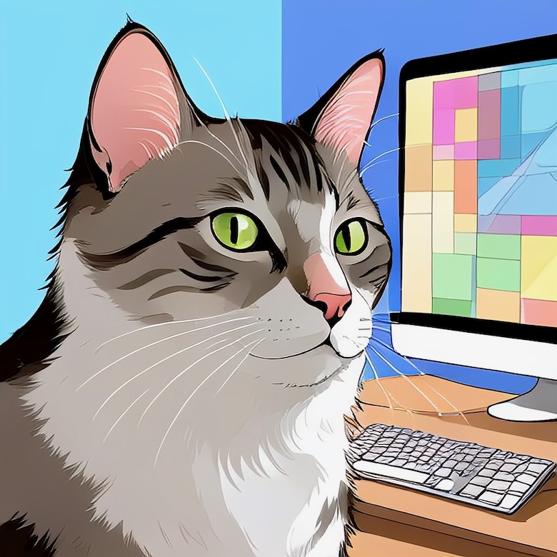 ネットショッピングをする猫