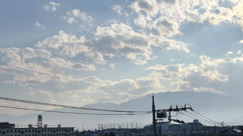 夕刻前の甲府上空