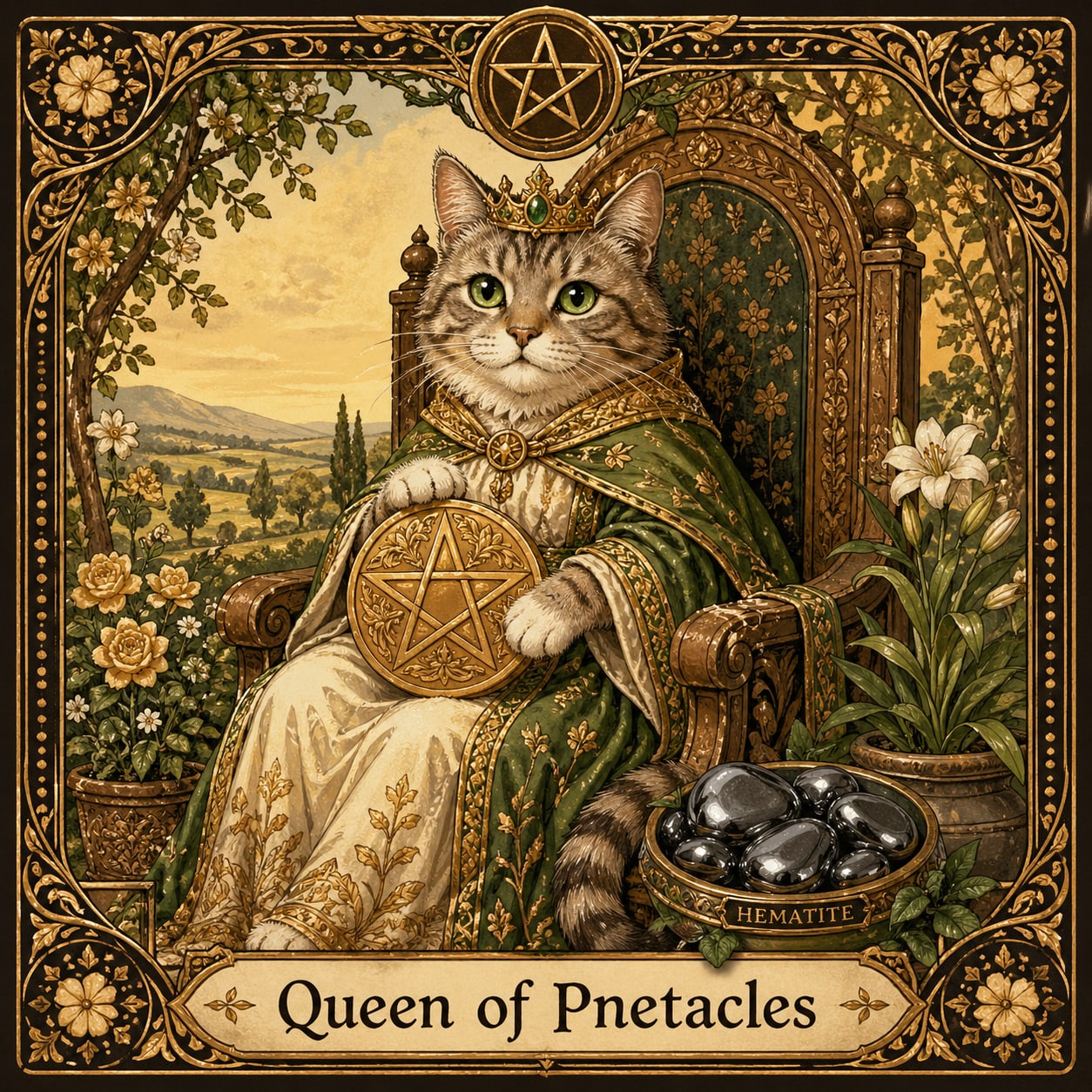 ペンタクルの女王（逆位置）とヘマタイト